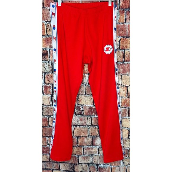 VTG Starter Black Label Full Snap Track Warm Up Break Tear Away Red Small Pants - Picture 1 of 6